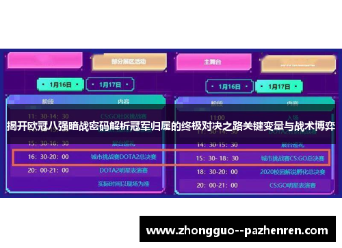 揭开欧冠八强暗战密码解析冠军归属的终极对决之路关键变量与战术博弈